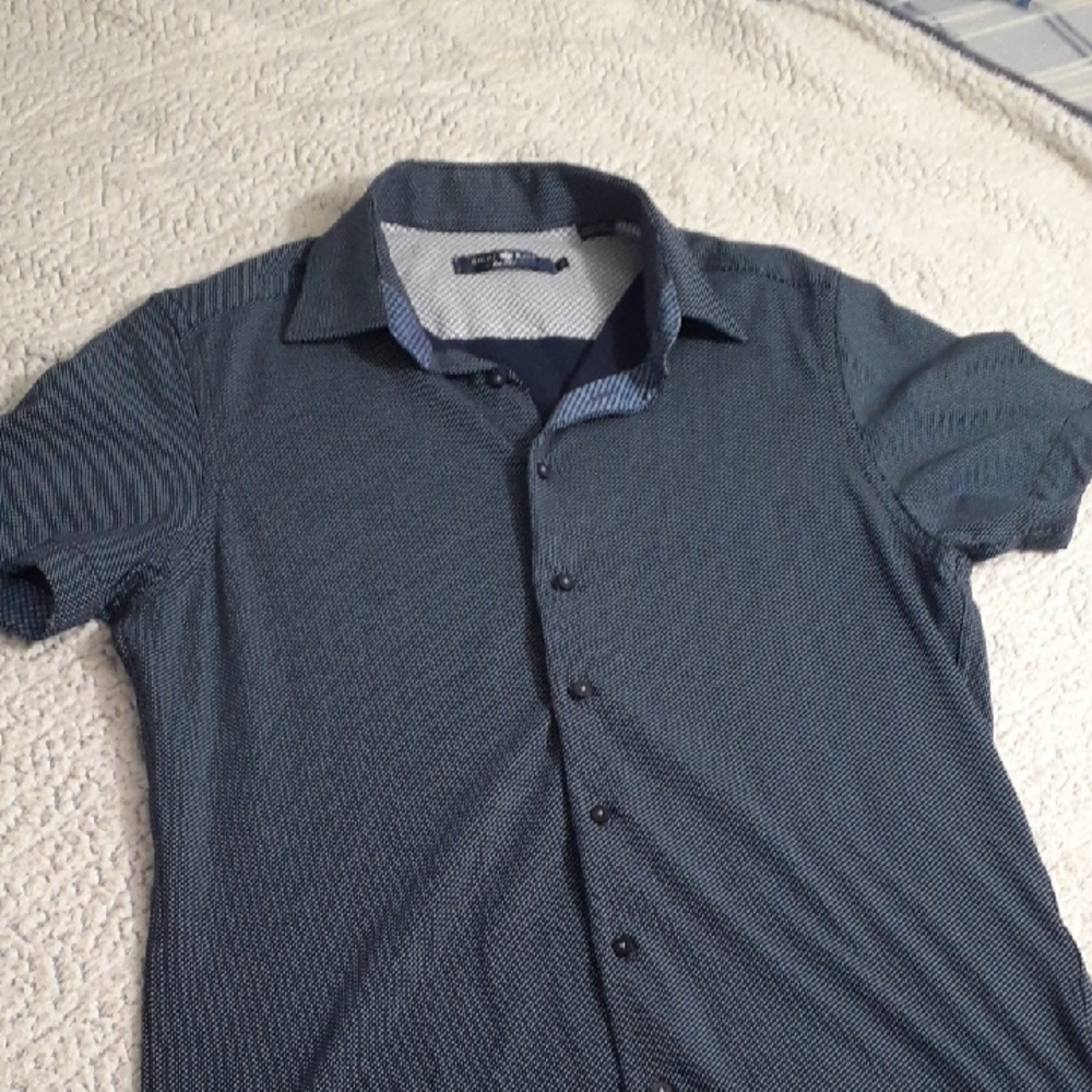 Stone Rose Blue Casual Button Down Shirt Men's M